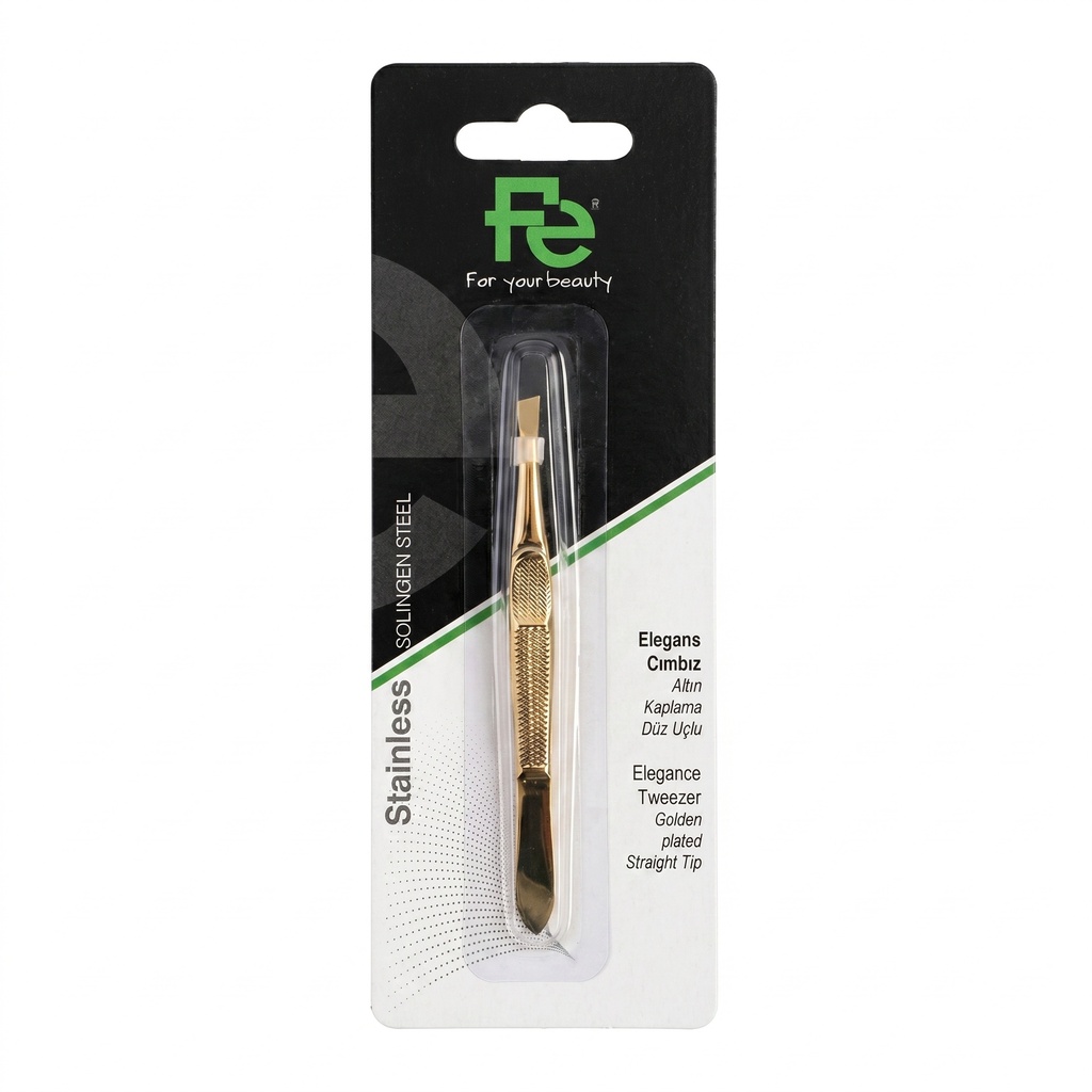 [FEPI026] FE Golden stainless Elegance Tweezer Straight Tip.webp