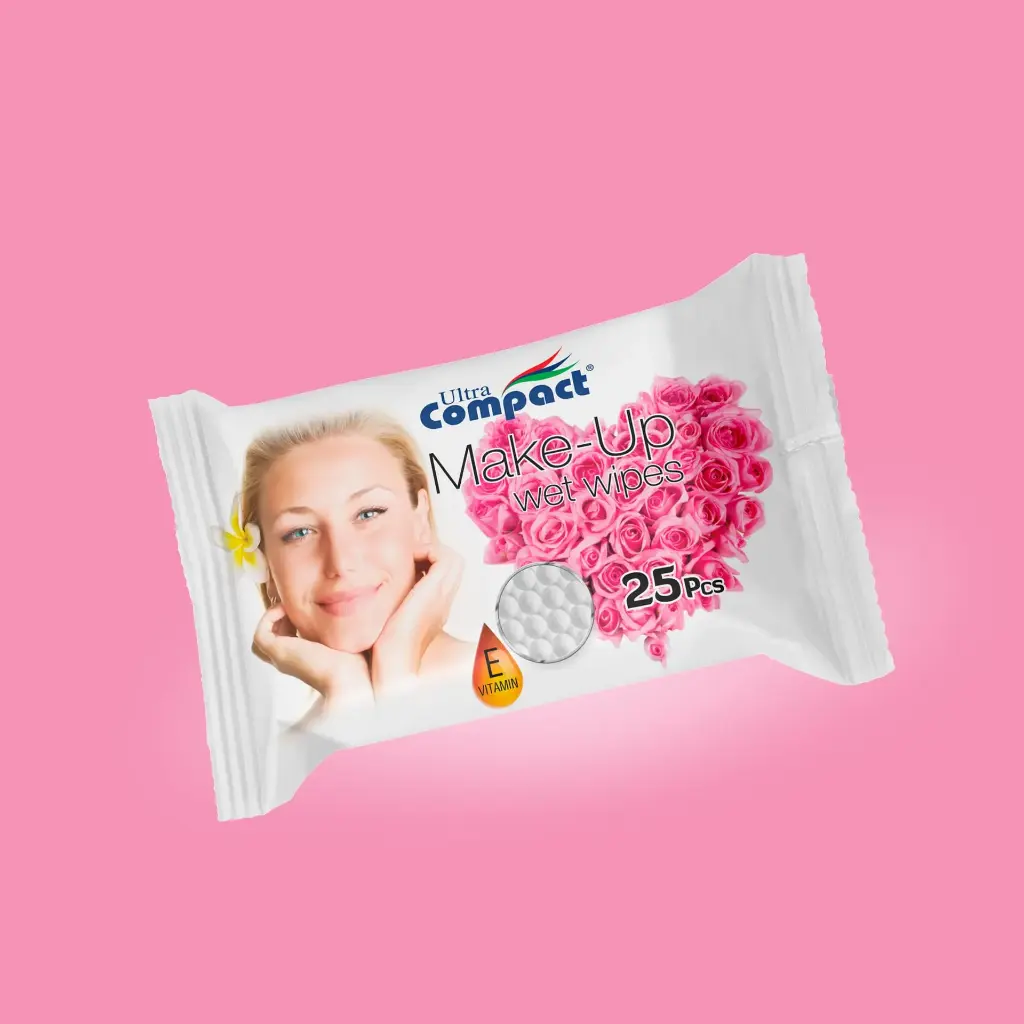 Ultra Compact Makeup Remover Wet Wipes with Rose Scent 