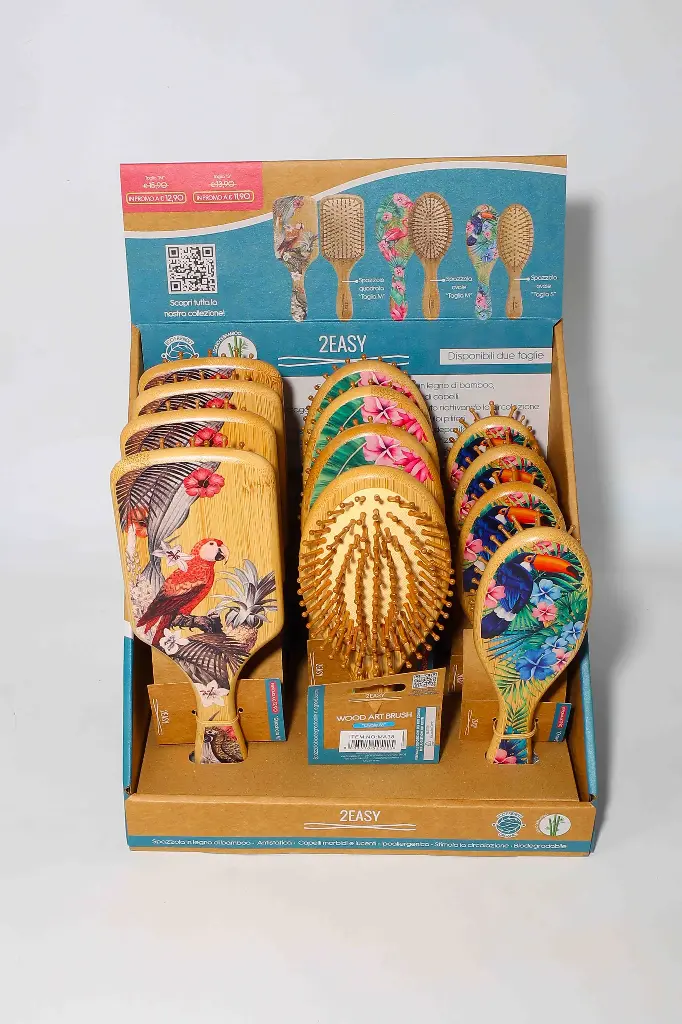 Mira Wood Hair Brush Bamboo Stand MA38